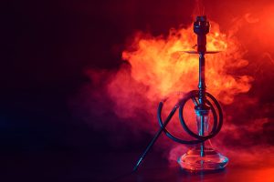 hookah-shisha-with-glass-flask-metal-bowl-with-colored-smoke-scaled